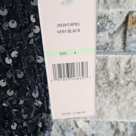 Nanette Lepore Sequined Midi Dress in Very Black - Picture 4 of 5